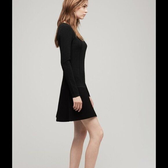 Rag & Bone Isla Black Knit Long Sleeve Fit & Flare Scoop Neck Mini Dress Medium - Picture 15 of 16